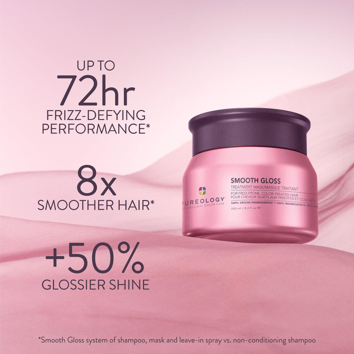 Pureology mask spread through wet hair before rinse illustrating slip