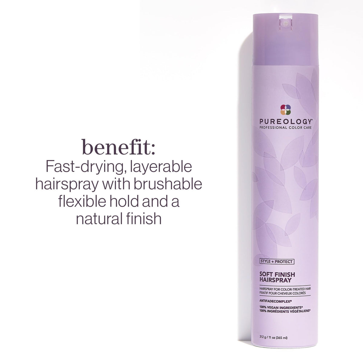 Pureology spray nozzle close-up demonstrating fine mist for even hold
