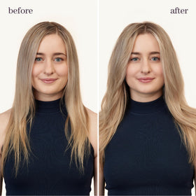 Stylist misting Pureology at roots on damp hair to create lift