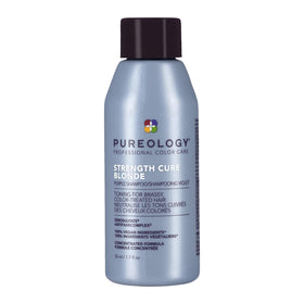 Pureology Strength Cure Blonde front bottle showing compact travel size and branding benefit
