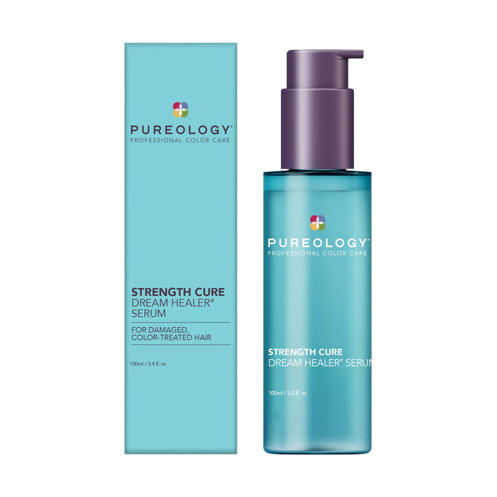 Pureology front bottle showing sleek packaging and immediate strengthening benefit