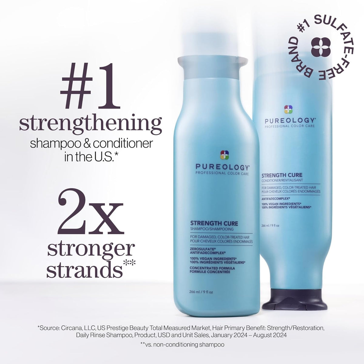 Pureology shampoo pump close-up highlighting sulfate-free cleansing benefit