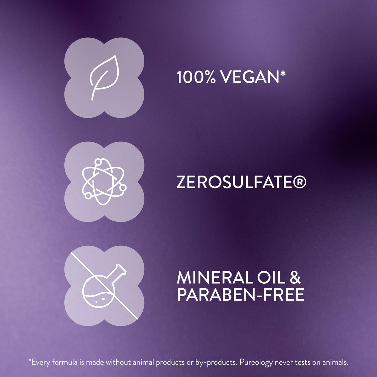 Pureology vegan and recyclable badge highlighting eco-friendly benefit