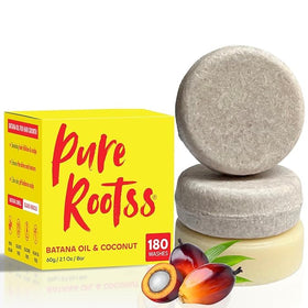 PureRootss front packaging of Batana oil bar set showing sustainable benefits