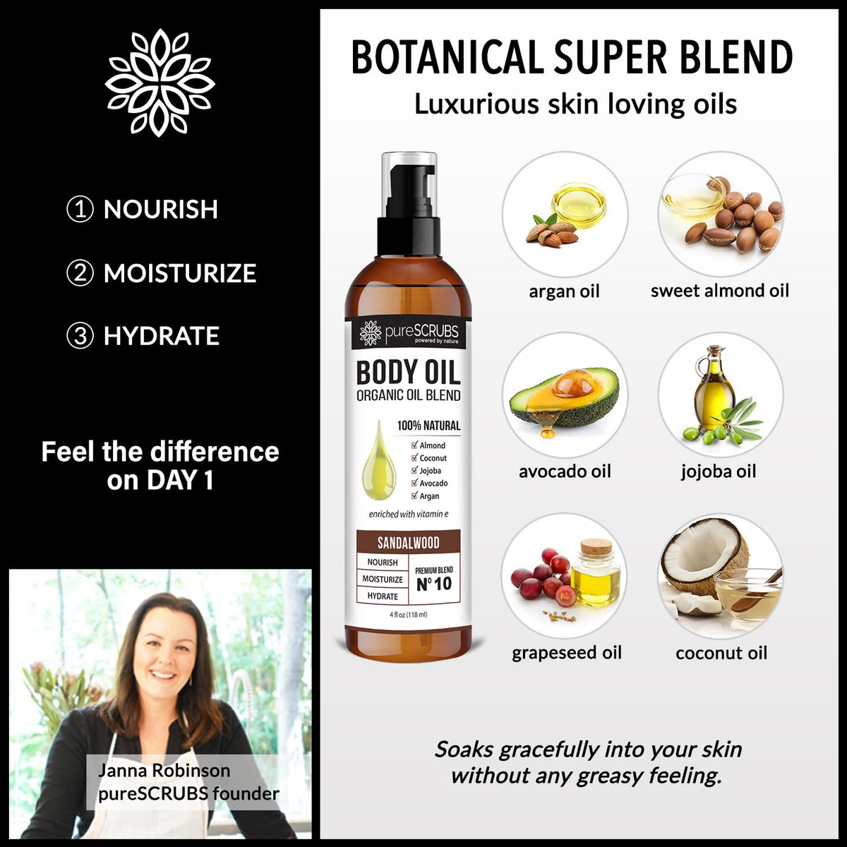 pureSCRUBS smoothed onto hair ends to reduce dryness and add shine
