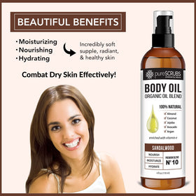 pureSCRUBS ingredient oils flatlay showing botanical blend and nourishing benefits
