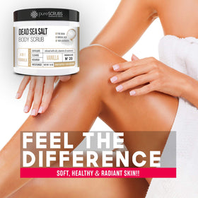 pureSCRUBS open jar salt texture highlighting fine Dead Sea salt exfoliation