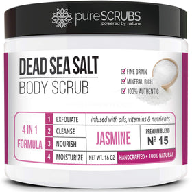 pureSCRUBS jasmine jar front showing label and clean presentation benefit: clear product info
