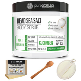 pureSCRUBS label close-up displaying handcrafted formula and ingredients