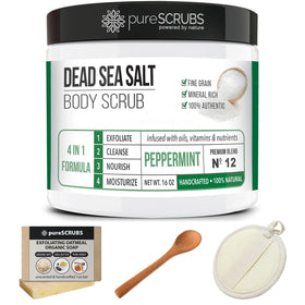 pureSCRUBS label close-up showing handcrafted small-batch details and ingredient cues