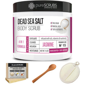 pureSCRUBS lifestyle bathroom display showing kit on shelf for gift-ready presentation benefit
