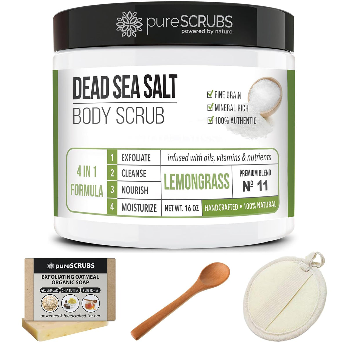 pureSCRUBS jar staged in bathroom lifestyle scene for home spa appeal