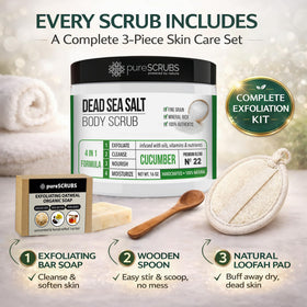 pureSCRUBS loofah pad in hand buffing skin to reveal softer texture