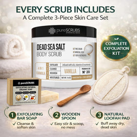 pureSCRUBS oatmeal bar soap closeup showing soothing exfoliating ingredients
