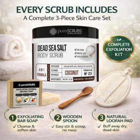 pureSCRUBS oatmeal exfoliating soap close-up showing soothing ingredients