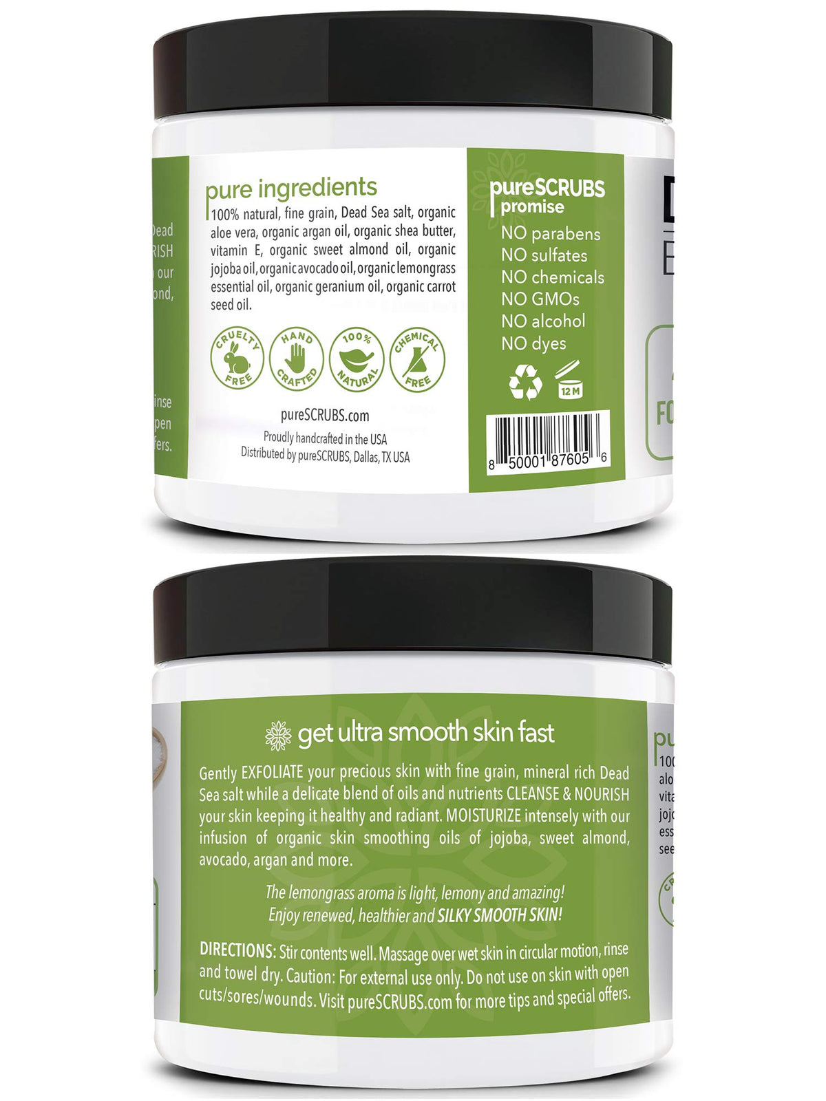 pureSCRUBS scrub being applied to hand showing effective skin polishing