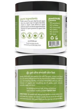 pureSCRUBS scrub being applied to hand showing effective skin polishing