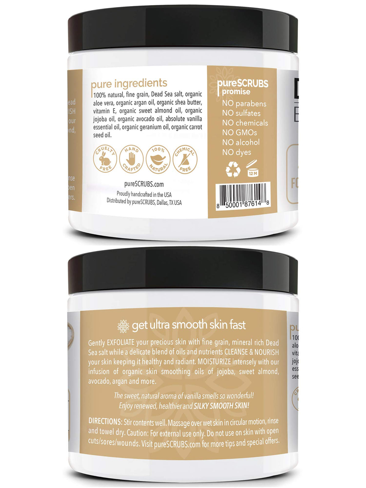 pureSCRUBS scrub applied to arm illustrating immediate smoothing effect