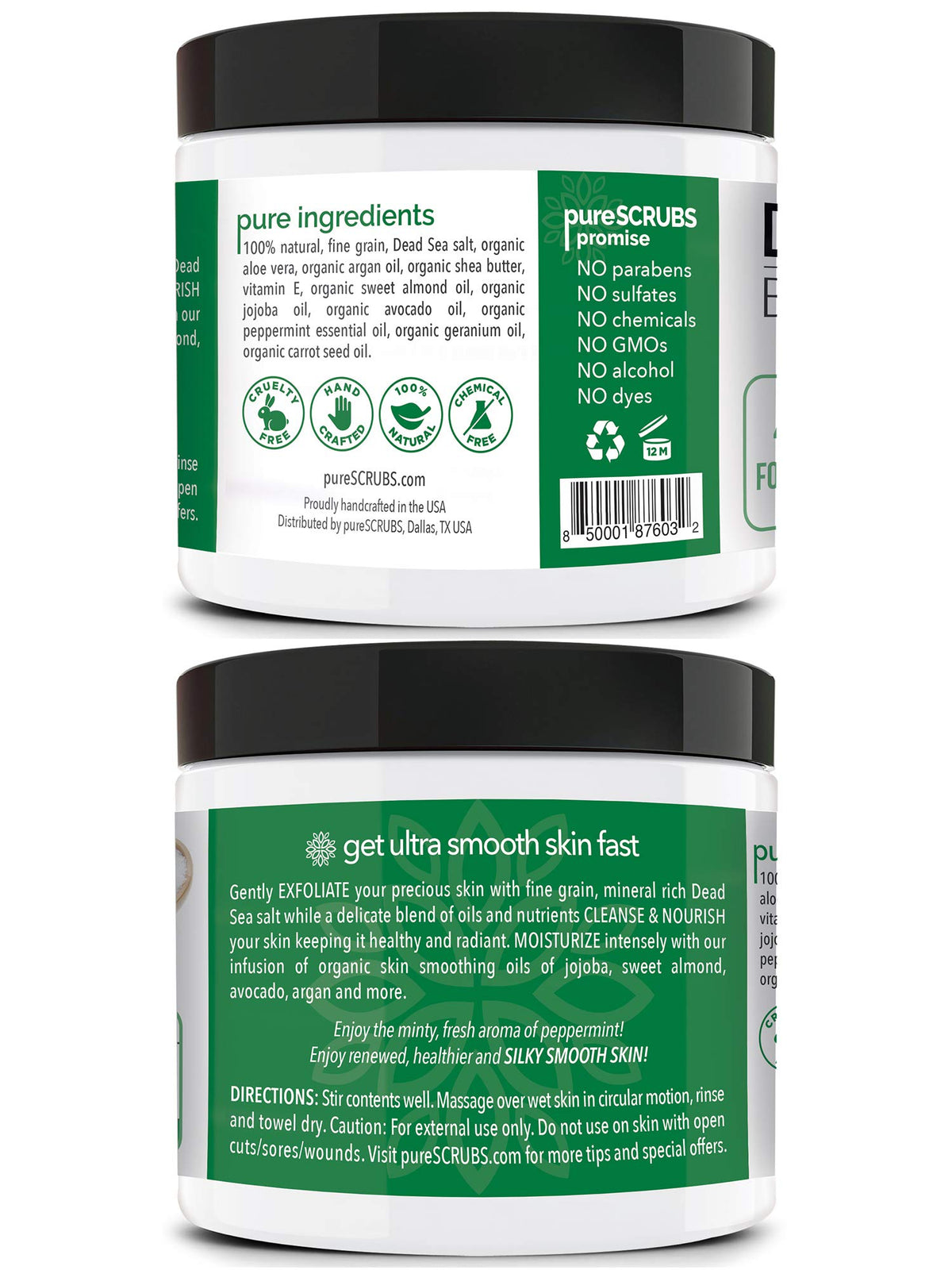 pureSCRUBS 16oz jar next to common objects to show actual size and value