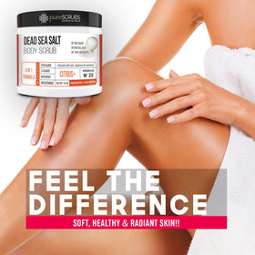 pureSCRUBS close-up of Dead Sea salt texture for gentle exfoliation