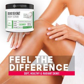 pureSCRUBS close-up of fine Dead Sea salt texture for smooth exfoliation