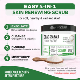 pureSCRUBS open jar with wooden spoon for sanitary scooping and control