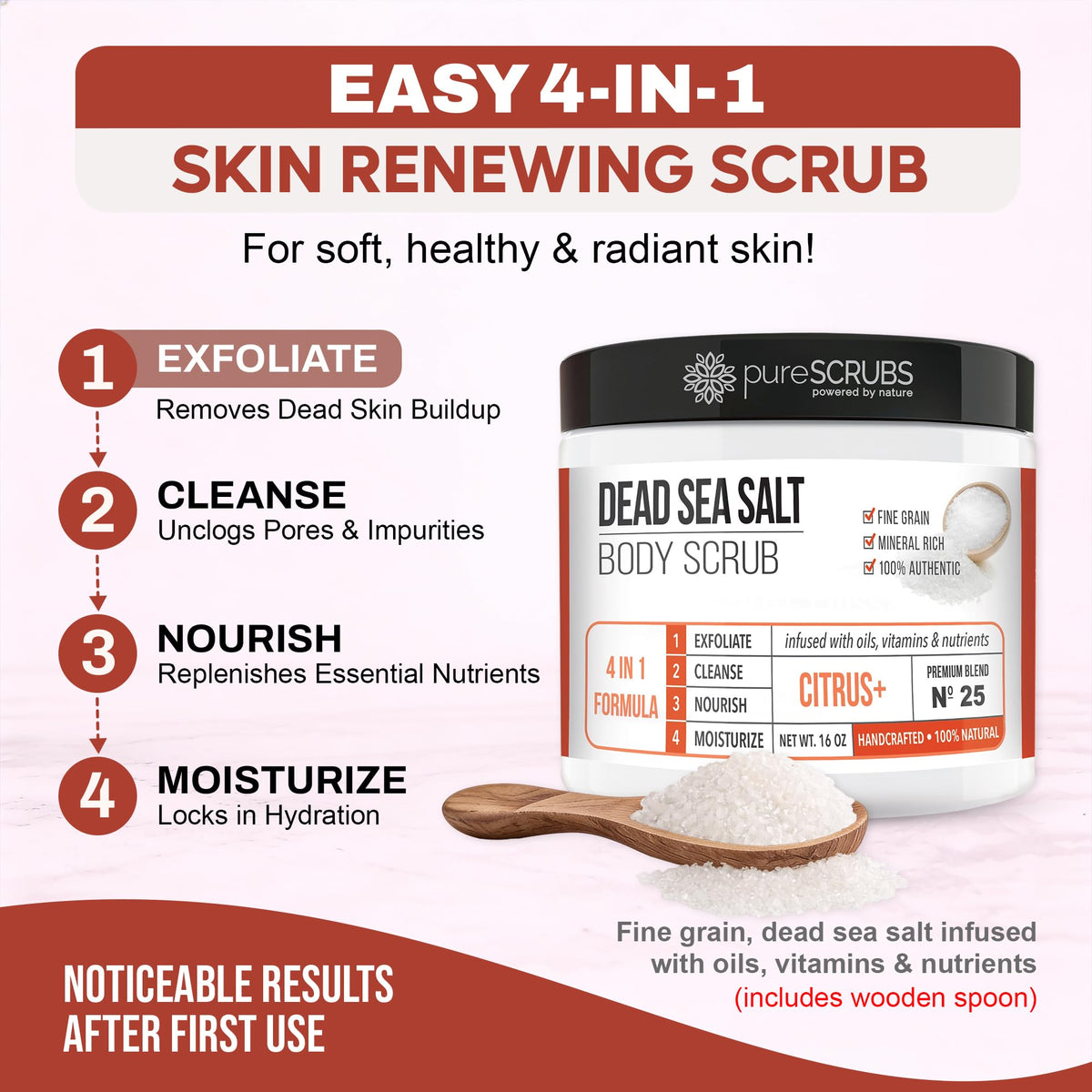 pureSCRUBS wooden spoon scooping scrub for hygienic application