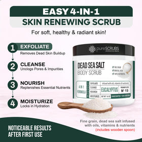 pureSCRUBS wooden spoon scooping scrub for hygienic easy application benefit