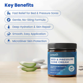 PURESKIN 5 oz jar next to common objects showing generous size and long-lasting value