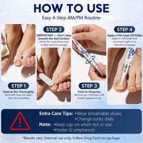 PureSynth applicator applying treatment to toenail for targeted coverage
