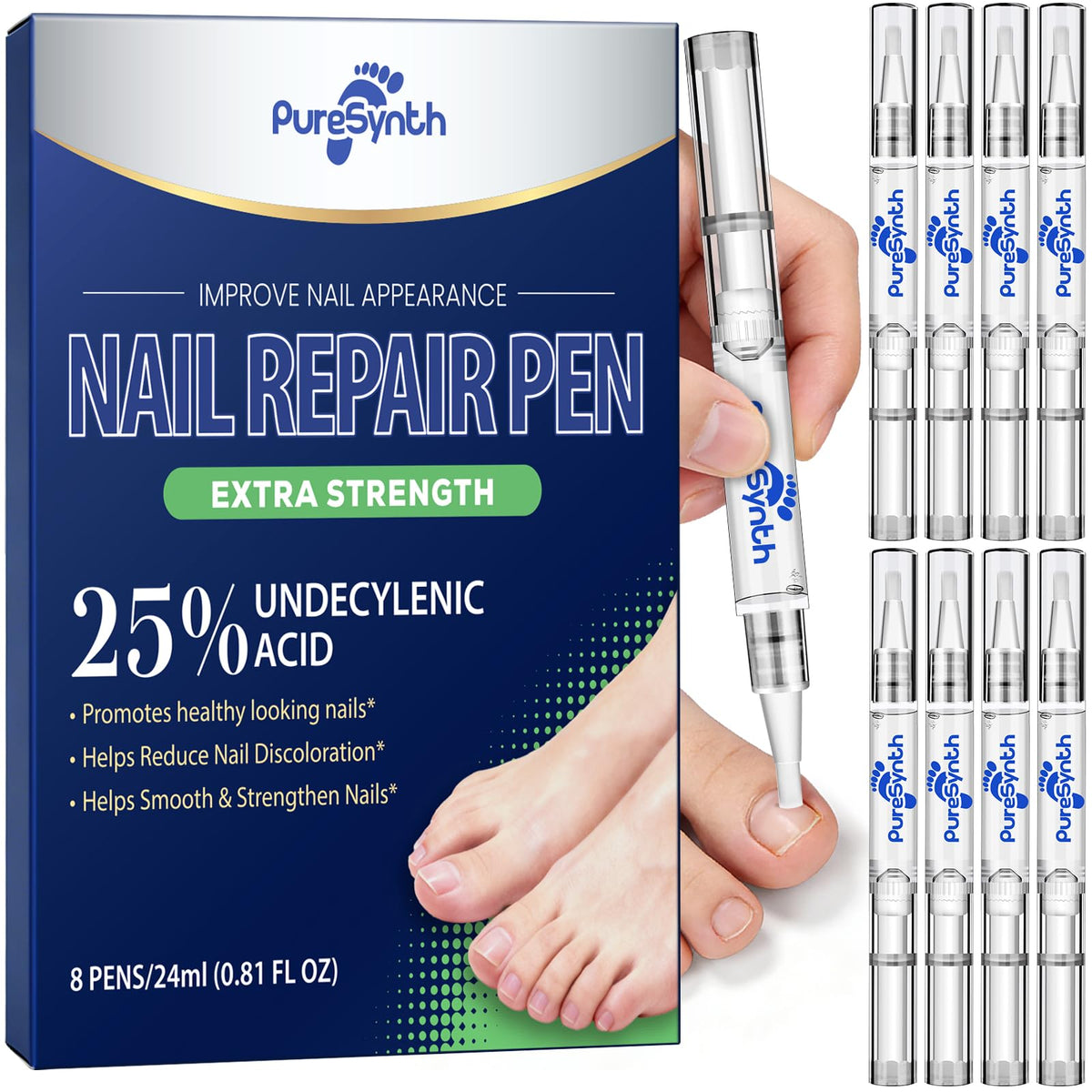 PureSynth front packaging showing pen pack and benefits at a glance