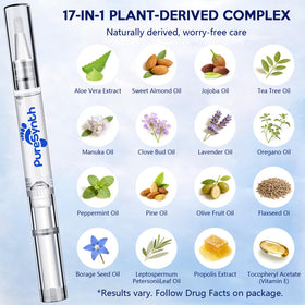 PureSynth botanical ingredients display featuring tea tree and aloe conditioning