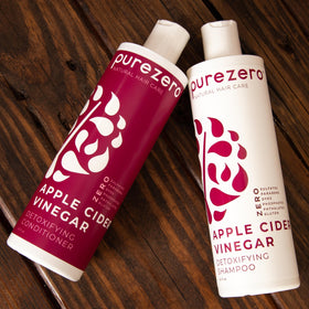 Purezero set styled on bathroom shelf suggesting clean-beauty routine benefit