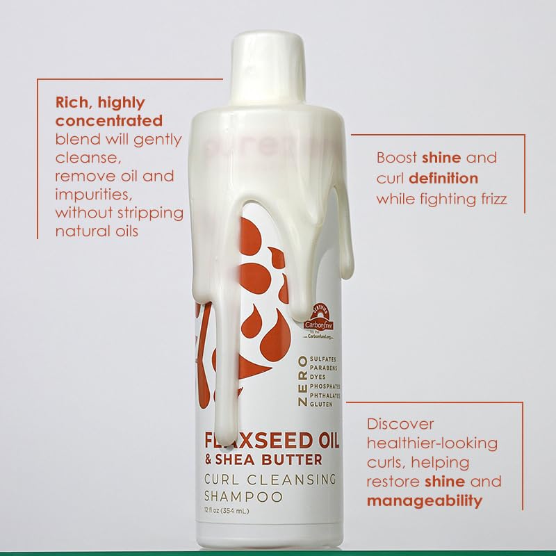 Purezero close-up of bottle label highlighting flaxseed oil and shea butter