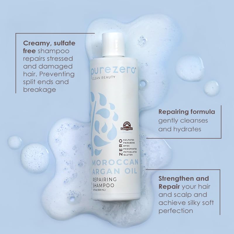 Close-up of Purezero label highlighting argan oil and clean ingredients for transparency