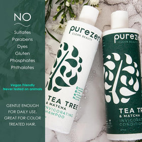 Purezero bottles beside a hand to show true size and volume benefit