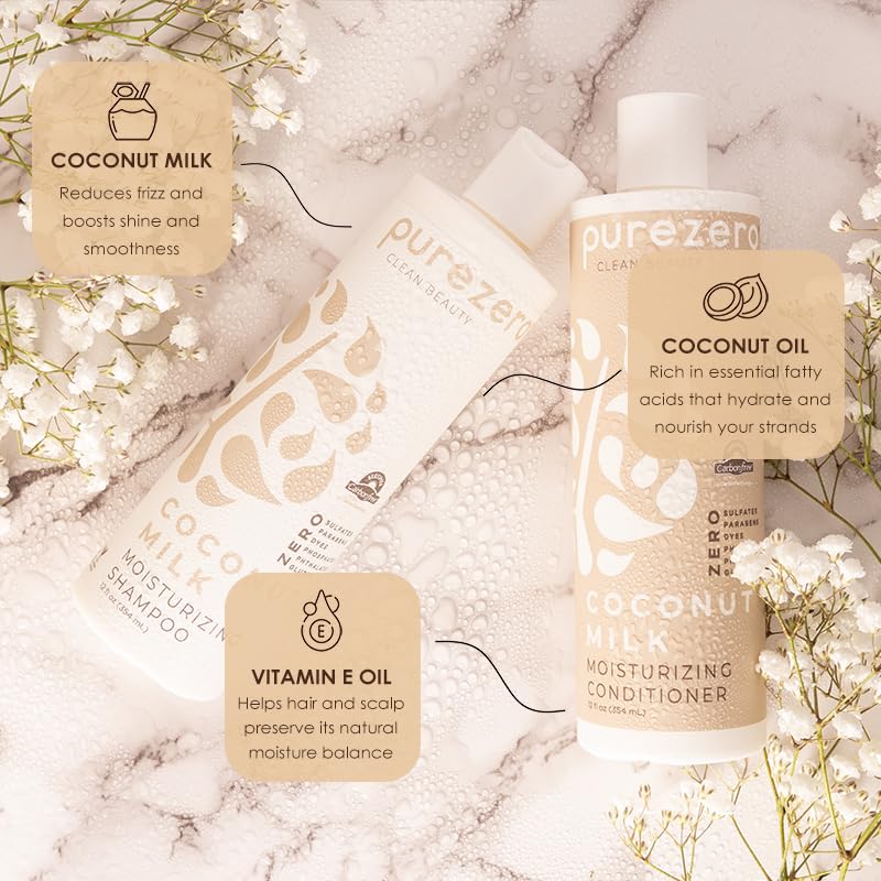 Purezero conditioner pouring to show thick texture and detangling benefit