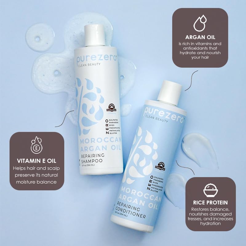 Purezero conditioner being applied to hair ends to demonstrate smoothing and detangling