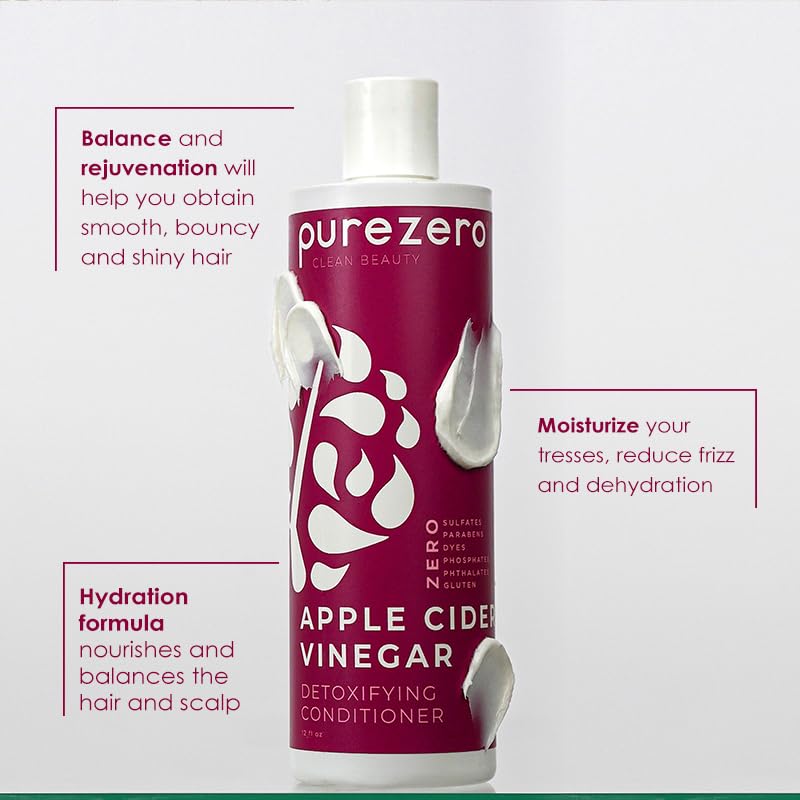 Purezero conditioner close-up highlighting moisturizing formula benefit