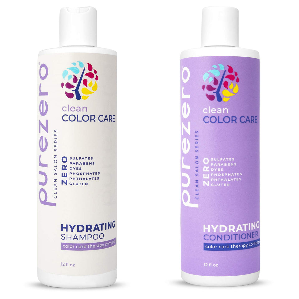 Purezero front packaging duo showing clean bottles and color protection benefit
