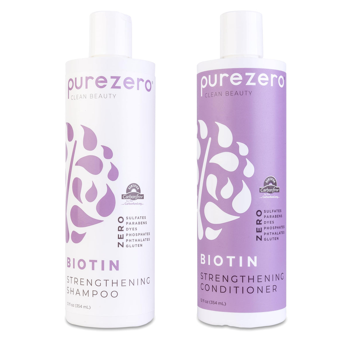 Purezero front packaging duo showing 2 bottles for fuller hair