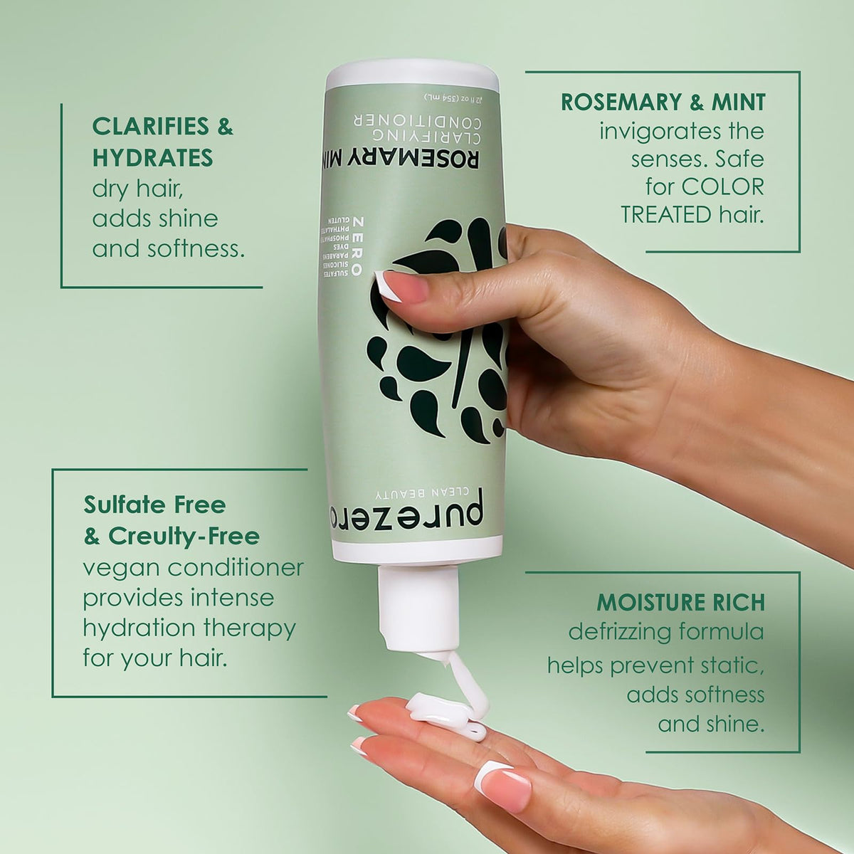 Purezero rosemary and mint botanicals highlighting natural fragrance