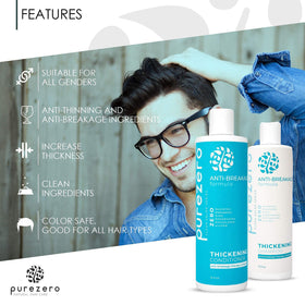 Purezero natural ingredients biotin and caffeine display for strengthening benefit