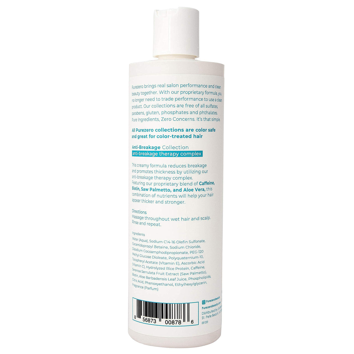 Purezero label close-up showing active nutrients and transparency benefit
