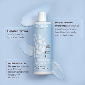Purezero shampoo creating gentle lather on hair to show effective sulfate-free cleansing