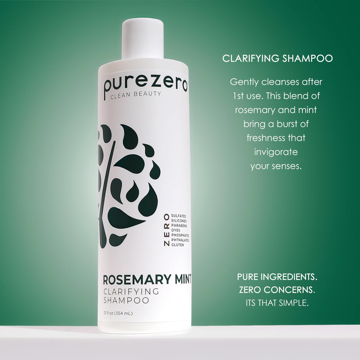 Purezero shampoo pump dispensing clear texture for gentle clarifying