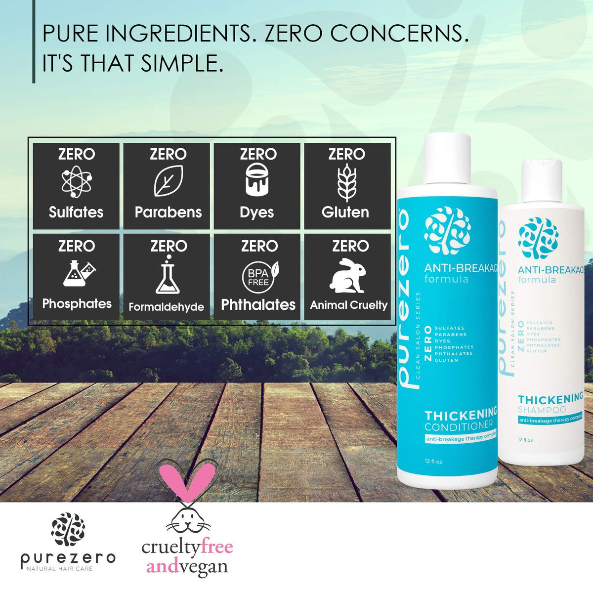 Purezero bottles held in hand to show 24 ounce scale and value benefit