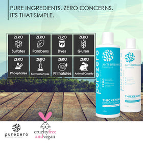 Purezero bottles held in hand to show 24 ounce scale and value benefit