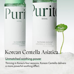 PURITO applied with cotton pad illustrating gentle, soothing application