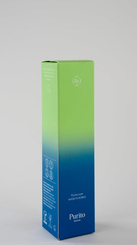 Bathroom shelf with PURITO jar in routine setting, promotes balanced hydrated skin